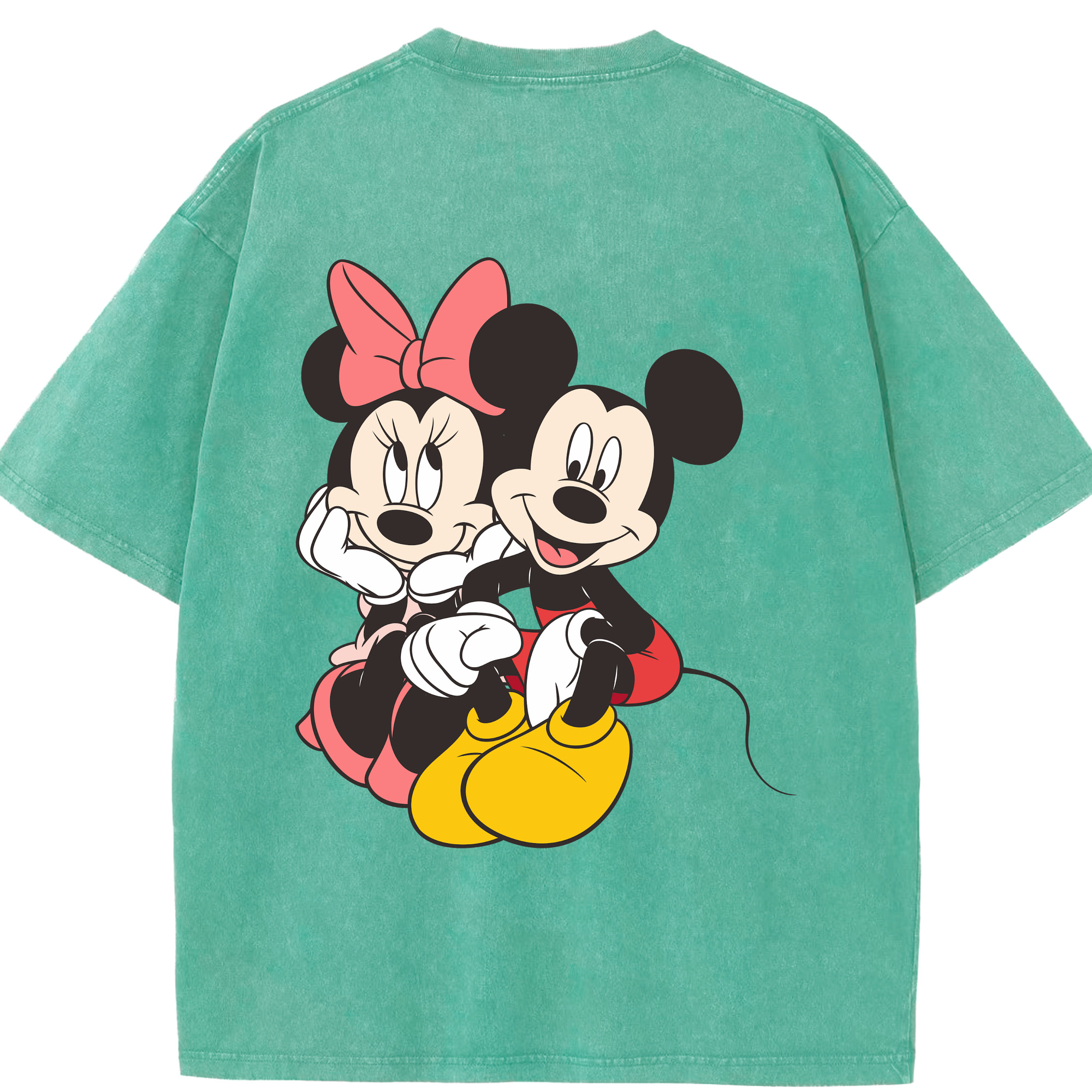 （画像用） ミッキーマウス Mickey Mouse 綿100% ヴィンテージ風 半袖Tシャツ（背面プリント）